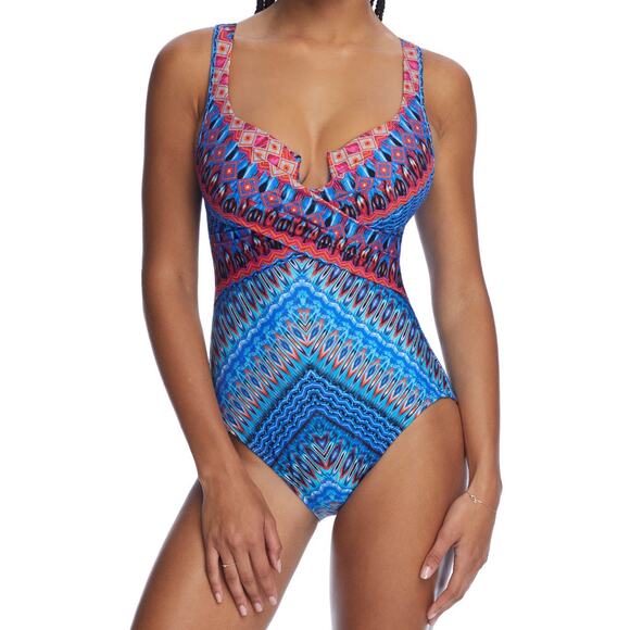 Miraclesuit Other - Miraclesuit Size 14 Criss Cross Escape Blue Compression Slimming Swimsuit NWT
